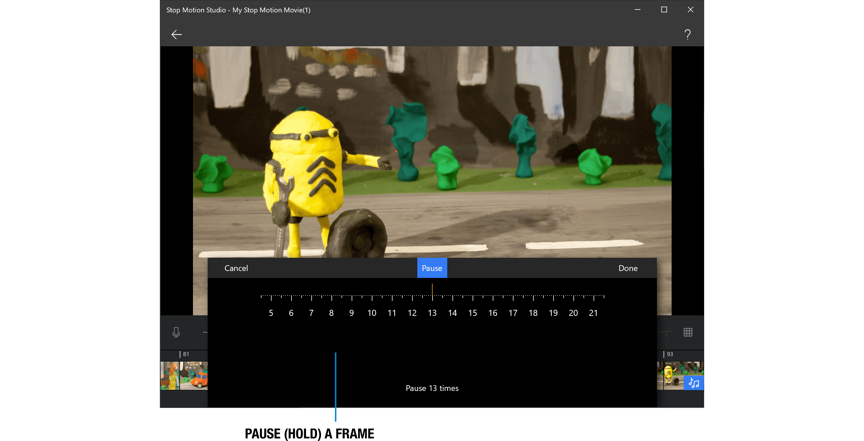 Stop Motion Studio for Windows - Hold or Pause a Frame